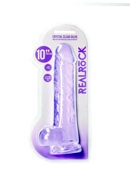 Realrock Realistic Dildo With Balls 10" / 25.4 cm Purple  - Club X